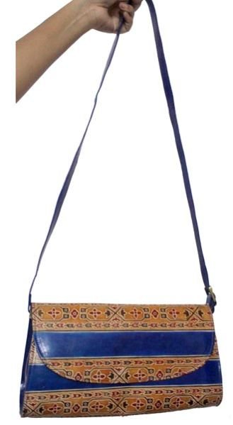 Blue Leather Crossbody Bag