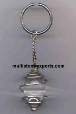 Crystal Quartz Lingam Wrapped KeyChains