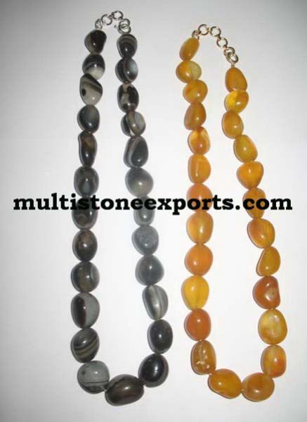 Tumbled Black Onyx & Yellow Onyx Necklace