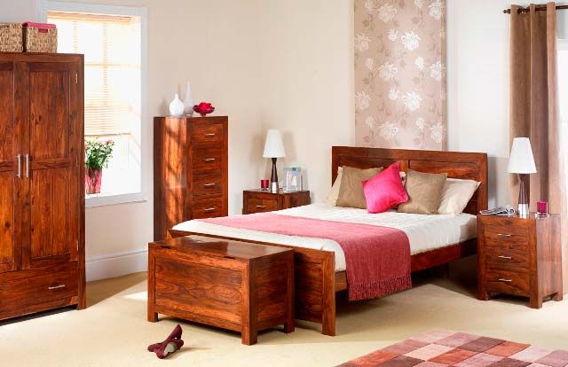 Cube Sheesham Wood Bedroom Furniture Set
