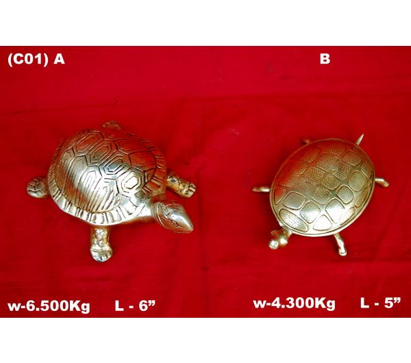 C 01 Brass Tortoise Statue
