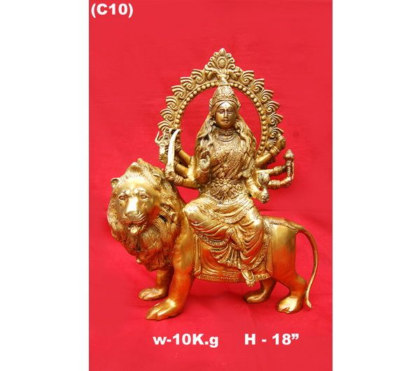 C-10 Brass Durga Statue