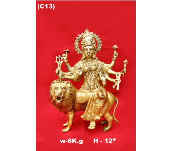 C-13 Brass Durga Statue