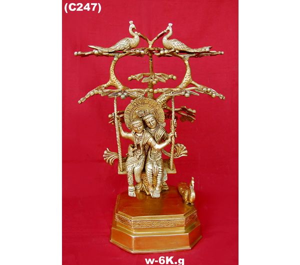C-247 Brass Radha Krishna Statue