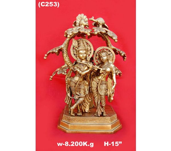 C-253 Brass Radha Krishna Statue
