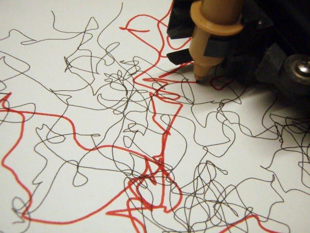 Plotter Red Pen Drawing