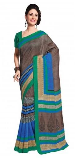 Art Silk Gray & Blue Casual Wear Saree