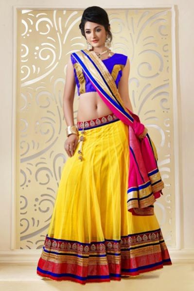 Net Yellow Bridal Lehenga