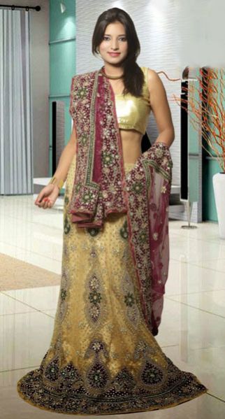 Net Golden Bridal Lehenga