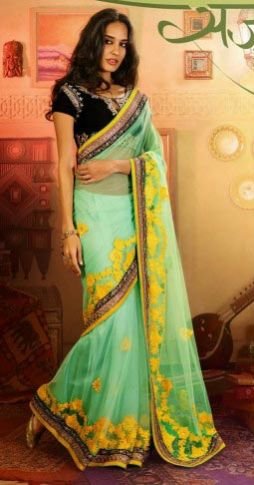 Net Pale Green Party Wear Classic Saree