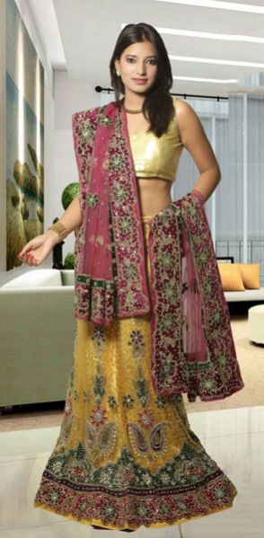 Net Orange Bridal Lehenga