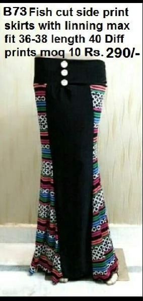 Fish Cut Designer Cotton Long Skirt  (B73)