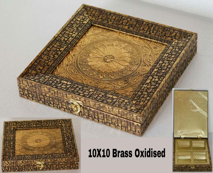 Brass Oxidised Dry Fruit Box (10X10)