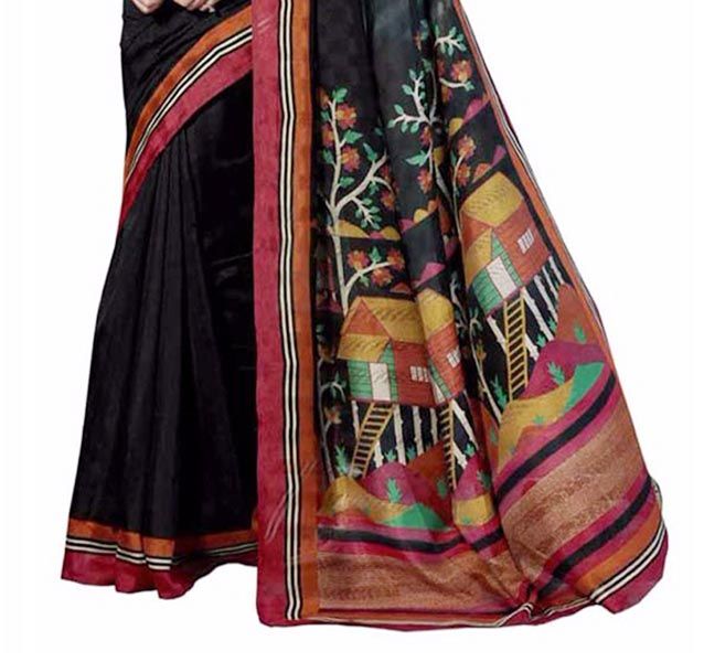 Bhagalpuri Printed Sarees [PTFBLACKHOUSE01B (3)]