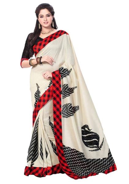 Bhagalpuri Printed Sarees [PTFCREAMBLACK01A (1)]
