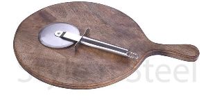 Pizza Cuter with Wooden Tray