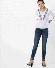 V Neck Style Black Floral Printed White Tassel Stylish Top