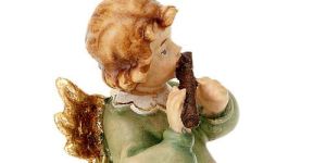 Wooden Angel Statue with Flute
