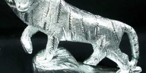 White Metal Lion Figure