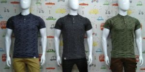 Mens Printed Henley Neck T-Shirts
