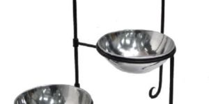 Iron Stand with Aluminium Bowls