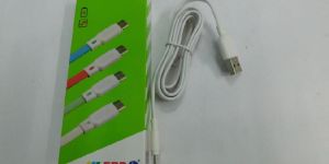 Flat Micro USB 2A Fast Charging White Data Cable