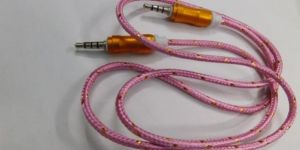 Imported High Quality Pink Cotton 3 Pin Aux Cable