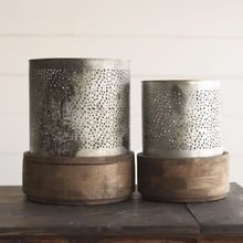 Handcrafted Wood Base Hurricane