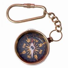 Brass Compass Keychain
