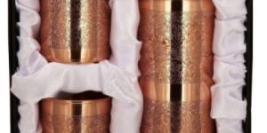 Etched Design Copper Bottle Set