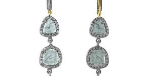 Silver White Sliced Diamond Earrings