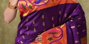 Purple n Orange colored soft silk saree_SD121