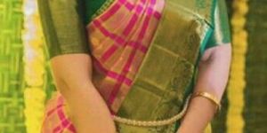 Green Colored soft silk printed sarees _SD158