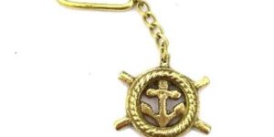 Nautical Brass Captains Ship Wheel Keychain
