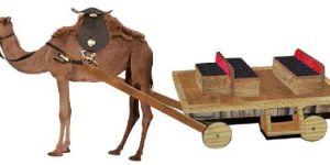 Multicolor Decorative Camel Cart Statue