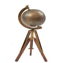 World Globe Wooden Tripod Stand