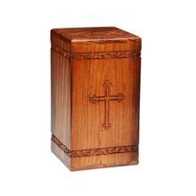 Hand Carved Cross Wooden Adult Urn