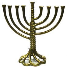 Menorah Brass Gold Finish Candle Holder