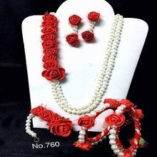 Pearl Flower Necklace Artificial Bridal Jewellery Set