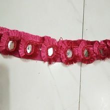 Embroidered Border Pom Pom Work Lace