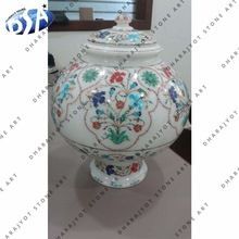 Marble Inlay Work Round Jar