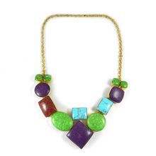 Gold Plated Multi Color Necklace