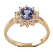 Tanzanite CZ Stud Gemstone Fashion Silver Ring