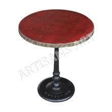 Antique Metal Wood Accent Table