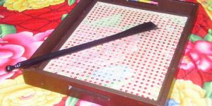 WOODEN SHOE TRAY WITH CANE WEAVING