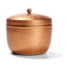 Tin Metal Candle Box with Lid in Copper Plated