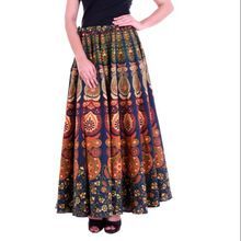 Cotton Peacock Mandala Print Skirt