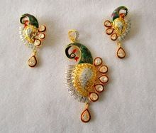 C.Z Studded Peacock Shape Imitation Metal Jewellery Pendant