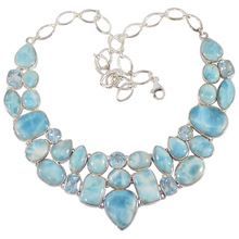 Natural Larimar And Sky Blue Necklace