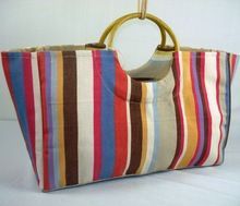 Cotton Canvas Bags Round Cane Handle